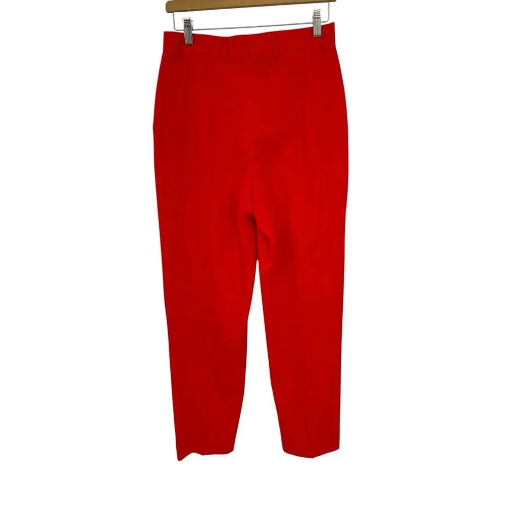 Vintage Escada Margaretha Ley Pants Pleated Front Red Wool Size 38 US 8